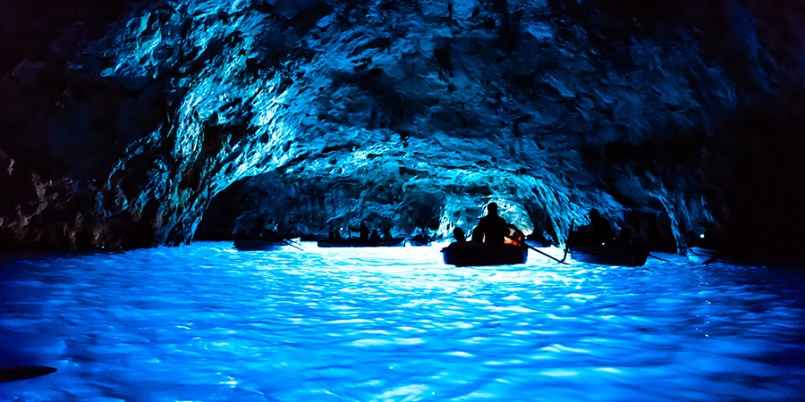 Dark,Inside,Of,The,Grotta,Azzurra,In,Capri,Island,,Italy,