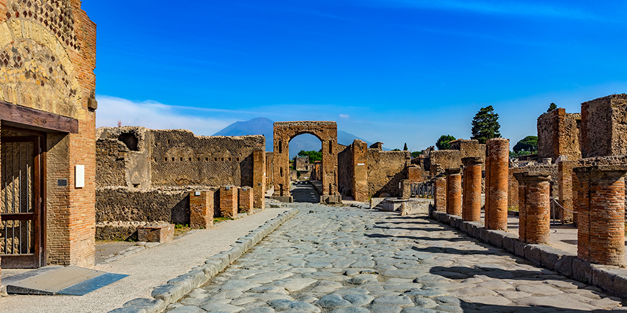 Italy.,Ancient,Pompeii,(unesco,World,Heritage,Site).,Paving,Stones,Of